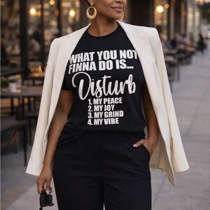 Black Graphic Tee with White Text